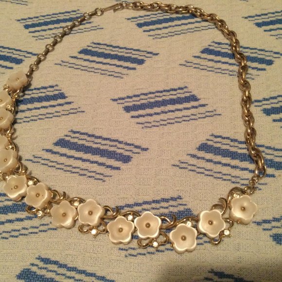 Women's girls unique necklace made of two bracelets flowers and chain - Picture 6 of 6